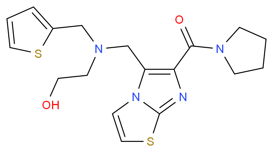 2-[{[6-(1-pyrrolidinylcarbonyl)imidazo[2,1-b][1,3]thiazol-5-yl]methyl}(2-thienylmethyl)amino]ethanol_Molecular_structure_CAS_)
