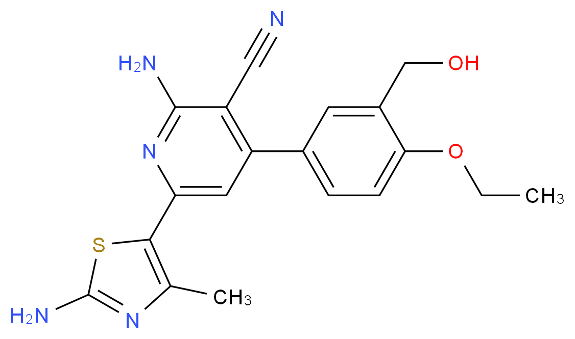 2-amino-6-(2-amino-4-methyl-1,3-thiazol-5-yl)-4-[4-ethoxy-3-(hydroxymethyl)phenyl]nicotinonitrile_Molecular_structure_CAS_)