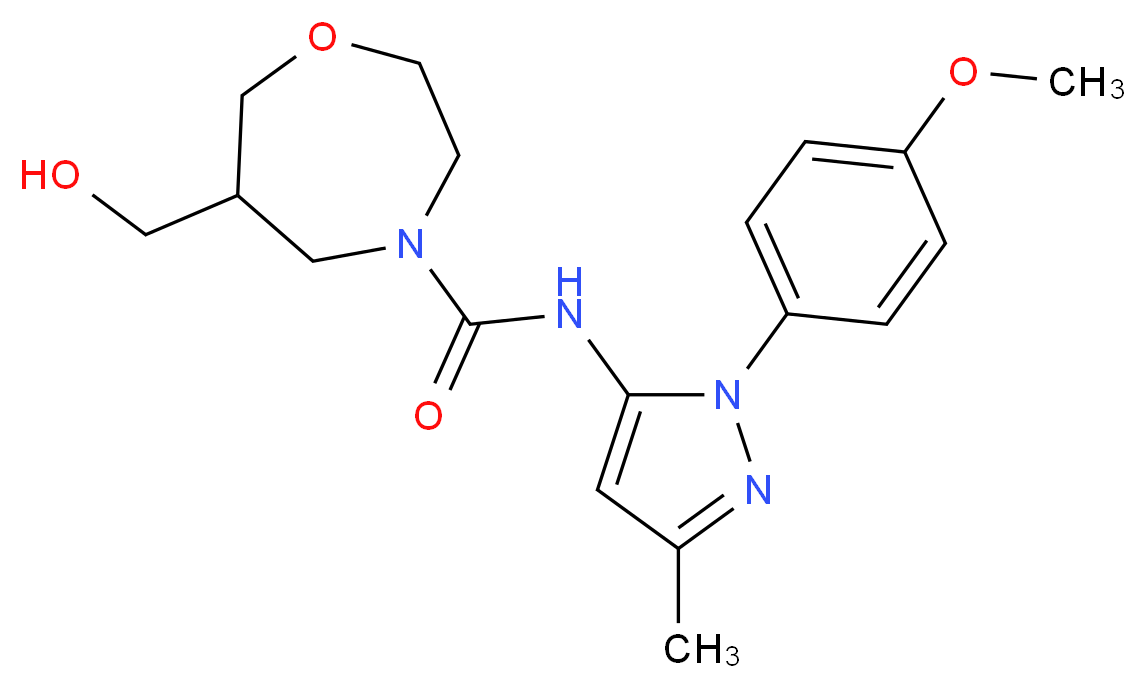6-(hydroxymethyl)-N-[1-(4-methoxyphenyl)-3-methyl-1H-pyrazol-5-yl]-1,4-oxazepane-4-carboxamide_Molecular_structure_CAS_)