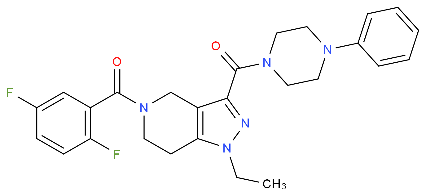 5-(2,5-difluorobenzoyl)-1-ethyl-3-[(4-phenyl-1-piperazinyl)carbonyl]-4,5,6,7-tetrahydro-1H-pyrazolo[4,3-c]pyridine_Molecular_structure_CAS_)