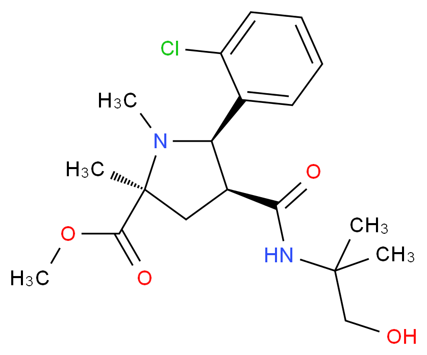 methyl (2S*,4S*,5R*)-5-(2-chlorophenyl)-4-{[(2-hydroxy-1,1-dimethylethyl)amino]carbonyl}-1,2-dimethyl-2-pyrrolidinecarboxylate_Molecular_structure_CAS_)