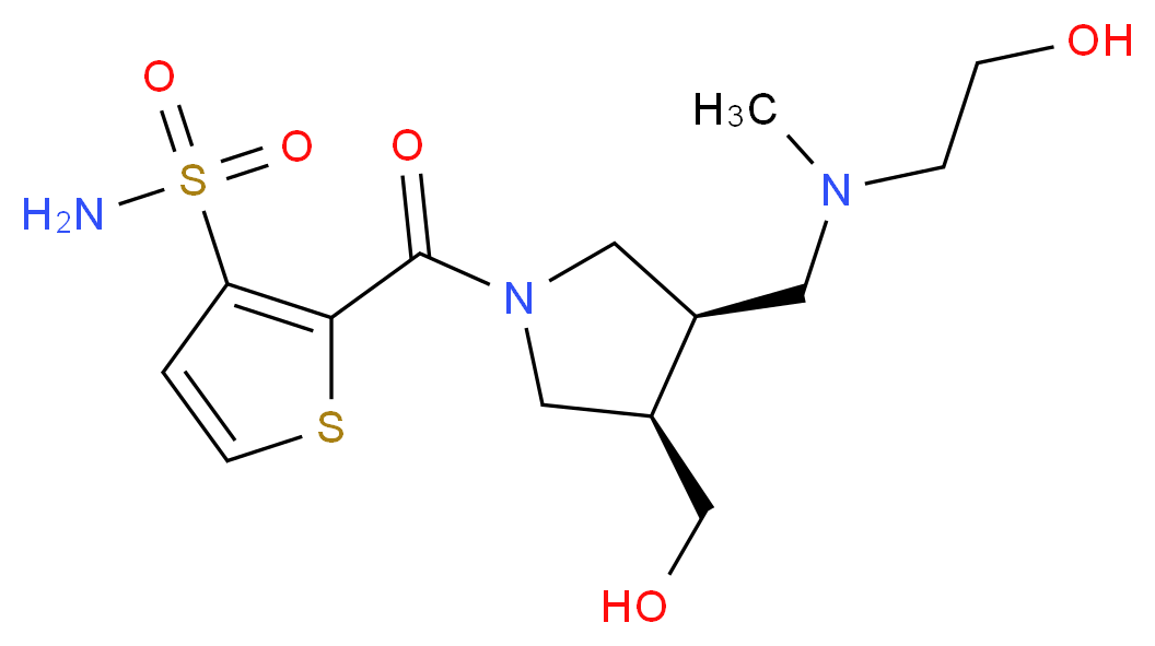 2-{[(3R*,4R*)-3-{[(2-hydroxyethyl)(methyl)amino]methyl}-4-(hydroxymethyl)pyrrolidin-1-yl]carbonyl}thiophene-3-sulfonamide_Molecular_structure_CAS_)