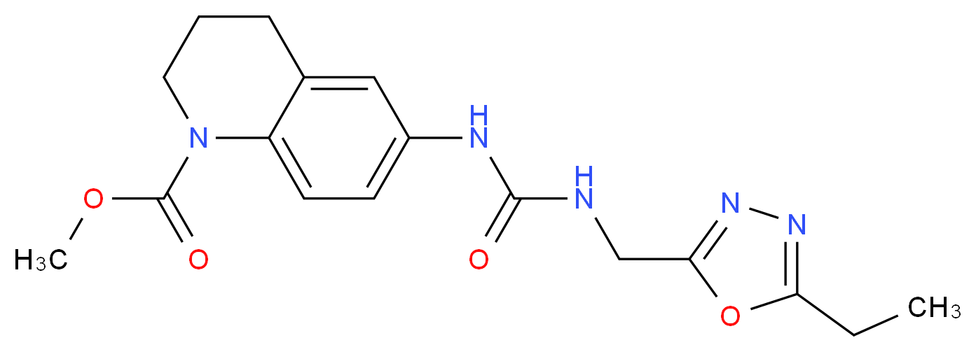 methyl 6-[({[(5-ethyl-1,3,4-oxadiazol-2-yl)methyl]amino}carbonyl)amino]-3,4-dihydroquinoline-1(2H)-carboxylate_Molecular_structure_CAS_)