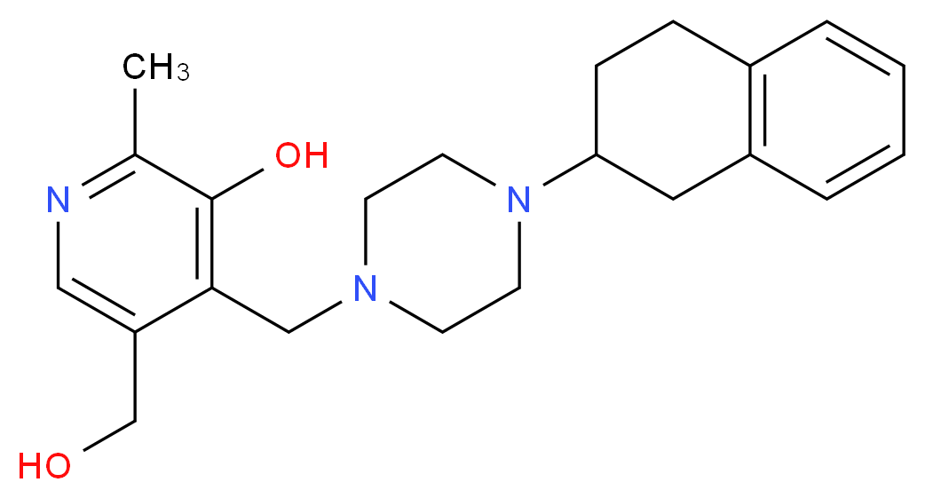 5-(hydroxymethyl)-2-methyl-4-{[4-(1,2,3,4-tetrahydronaphthalen-2-yl)piperazin-1-yl]methyl}pyridin-3-ol_Molecular_structure_CAS_)