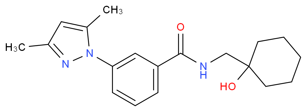 3-(3,5-dimethyl-1H-pyrazol-1-yl)-N-[(1-hydroxycyclohexyl)methyl]benzamide_Molecular_structure_CAS_)