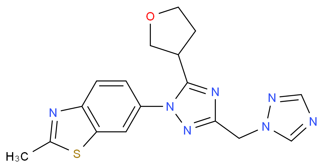 2-methyl-6-[5-(tetrahydrofuran-3-yl)-3-(1H-1,2,4-triazol-1-ylmethyl)-1H-1,2,4-triazol-1-yl]-1,3-benzothiazole_Molecular_structure_CAS_)