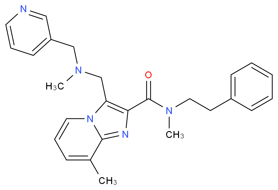 N,8-dimethyl-3-{[methyl(3-pyridinylmethyl)amino]methyl}-N-(2-phenylethyl)imidazo[1,2-a]pyridine-2-carboxamide_Molecular_structure_CAS_)