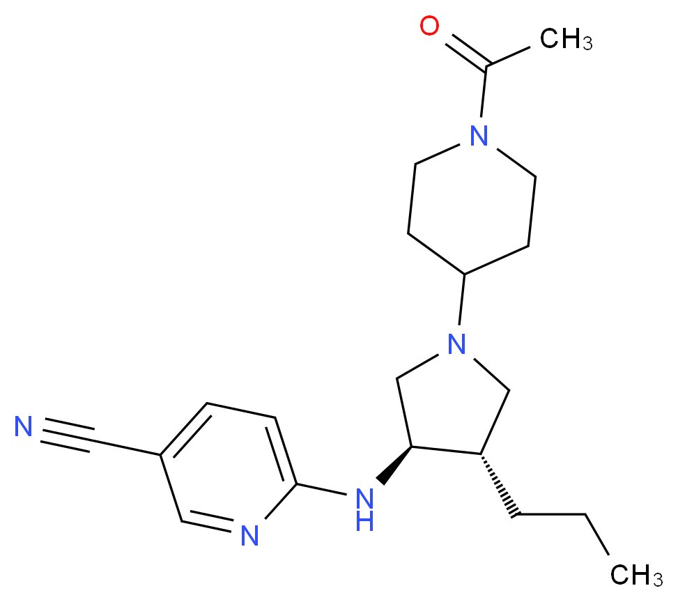 6-{[(3R*,4S*)-1-(1-acetyl-4-piperidinyl)-4-propyl-3-pyrrolidinyl]amino}nicotinonitrile_Molecular_structure_CAS_)