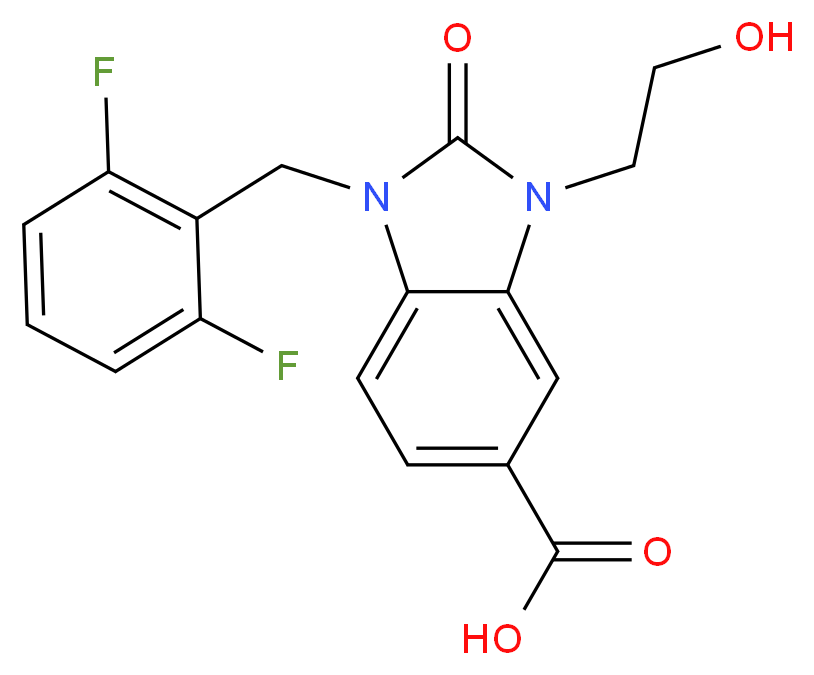 1-(2,6-difluorobenzyl)-3-(2-hydroxyethyl)-2-oxo-2,3-dihydro-1H-benzimidazole-5-carboxylic acid_Molecular_structure_CAS_)
