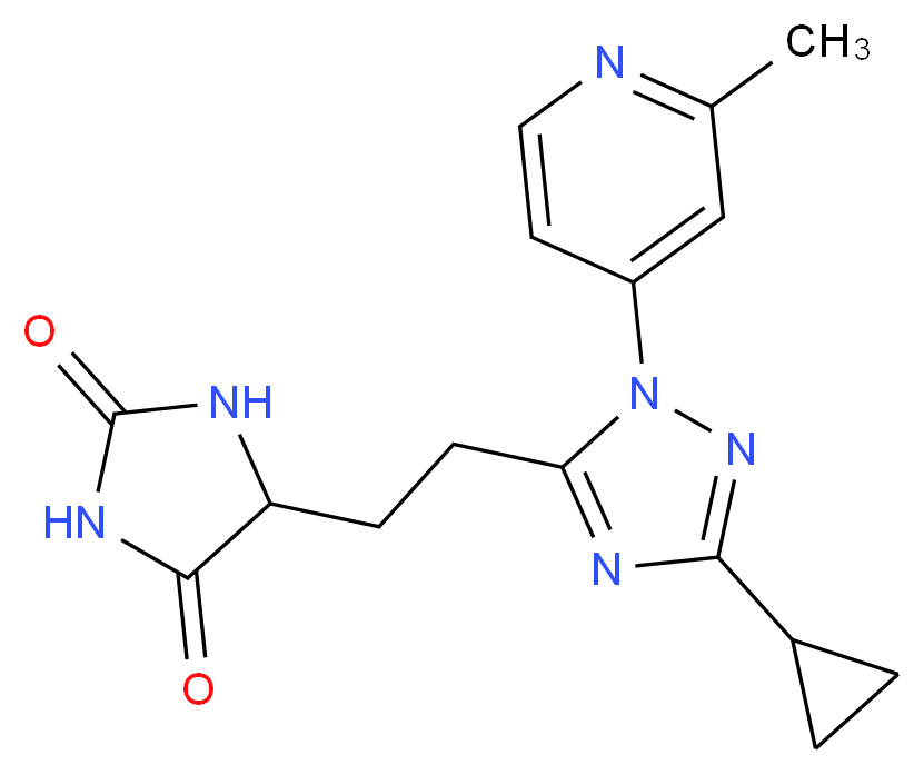 5-{2-[3-cyclopropyl-1-(2-methylpyridin-4-yl)-1H-1,2,4-triazol-5-yl]ethyl}imidazolidine-2,4-dione_Molecular_structure_CAS_)
