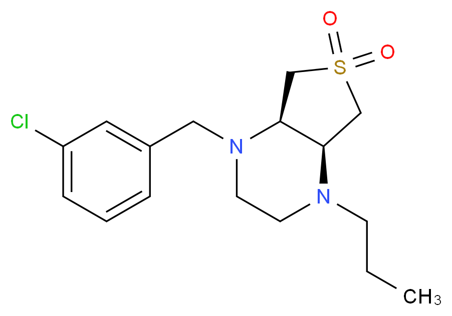 (4aS*,7aR*)-1-(3-chlorobenzyl)-4-propyloctahydrothieno[3,4-b]pyrazine 6,6-dioxide_Molecular_structure_CAS_)