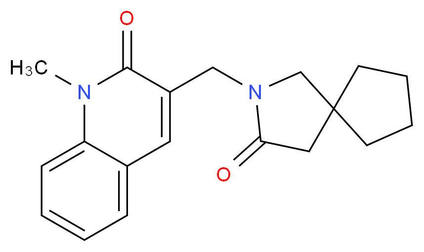 1-methyl-3-[(3-oxo-2-azaspiro[4.4]non-2-yl)methyl]quinolin-2(1H)-one_Molecular_structure_CAS_)