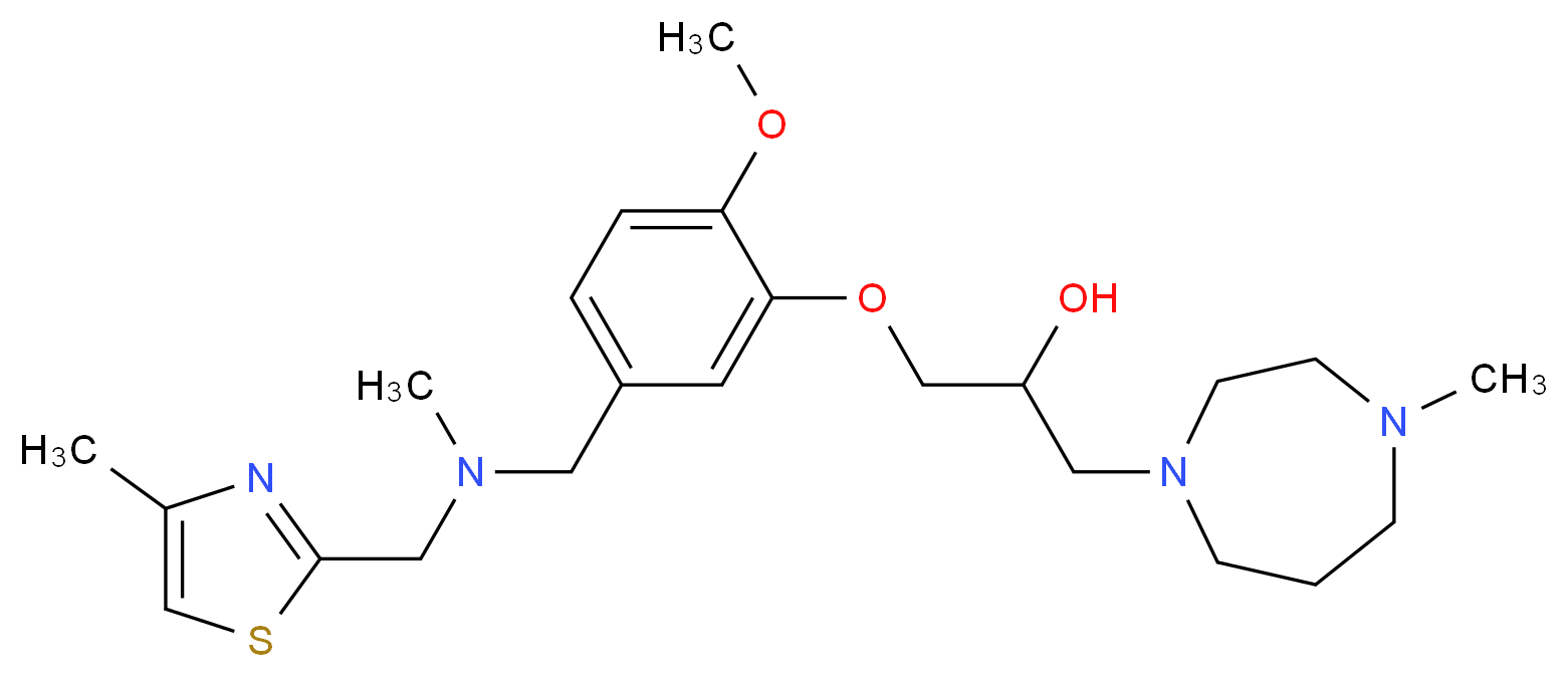 1-[2-methoxy-5-({methyl[(4-methyl-1,3-thiazol-2-yl)methyl]amino}methyl)phenoxy]-3-(4-methyl-1,4-diazepan-1-yl)-2-propanol_Molecular_structure_CAS_)