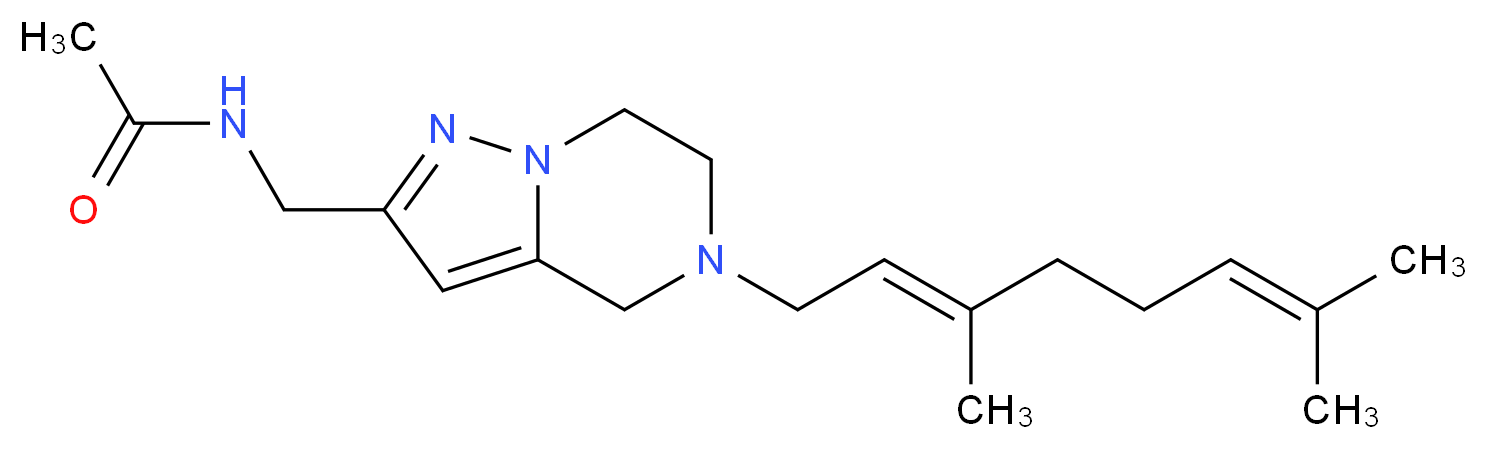 N-({5-[(2E)-3,7-dimethylocta-2,6-dien-1-yl]-4,5,6,7-tetrahydropyrazolo[1,5-a]pyrazin-2-yl}methyl)acetamide_Molecular_structure_CAS_)