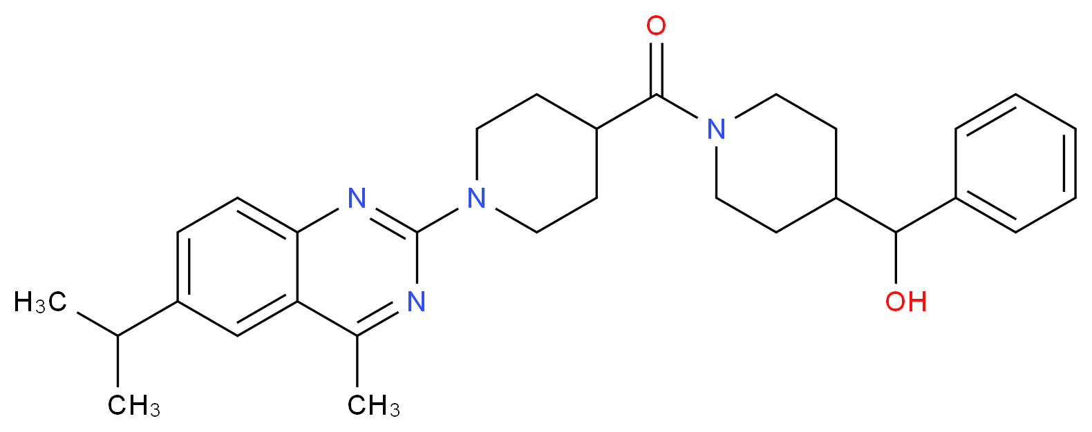 (1-{[1-(6-isopropyl-4-methyl-2-quinazolinyl)-4-piperidinyl]carbonyl}-4-piperidinyl)(phenyl)methanol_Molecular_structure_CAS_)