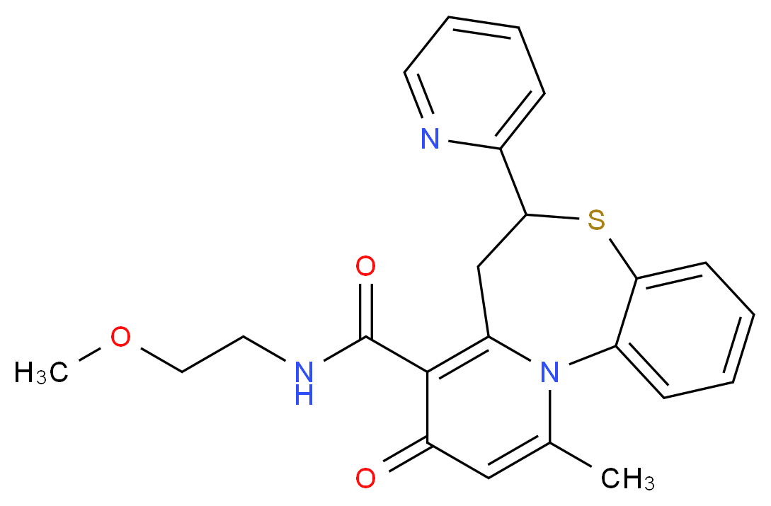 N-(2-methoxyethyl)-11-methyl-9-oxo-6-(2-pyridinyl)-7,9-dihydro-6H-pyrido[2,1-d][1,5]benzothiazepine-8-carboxamide_Molecular_structure_CAS_)