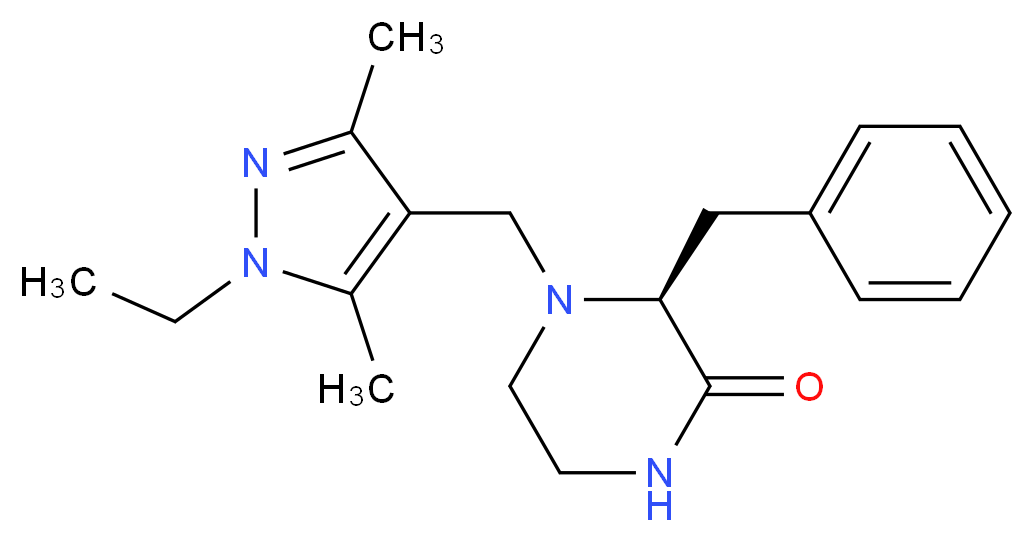 (3S)-3-benzyl-4-[(1-ethyl-3,5-dimethyl-1H-pyrazol-4-yl)methyl]piperazin-2-one_Molecular_structure_CAS_)