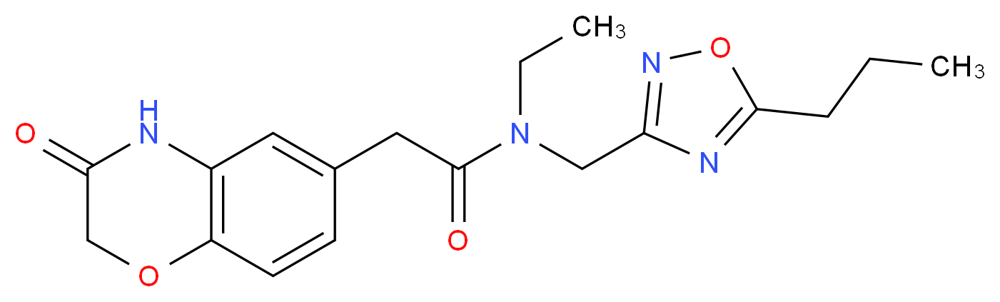 N-ethyl-2-(3-oxo-3,4-dihydro-2H-1,4-benzoxazin-6-yl)-N-[(5-propyl-1,2,4-oxadiazol-3-yl)methyl]acetamide_Molecular_structure_CAS_)