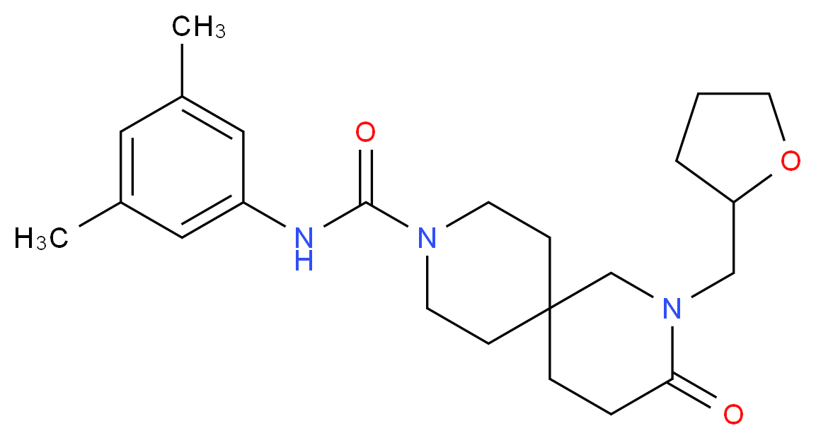 N-(3,5-dimethylphenyl)-3-oxo-2-(tetrahydrofuran-2-ylmethyl)-2,9-diazaspiro[5.5]undecane-9-carboxamide_Molecular_structure_CAS_)