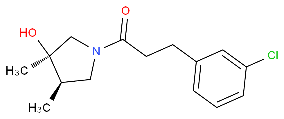 (3R*,4R*)-1-[3-(3-chlorophenyl)propanoyl]-3,4-dimethyl-3-pyrrolidinol_Molecular_structure_CAS_)