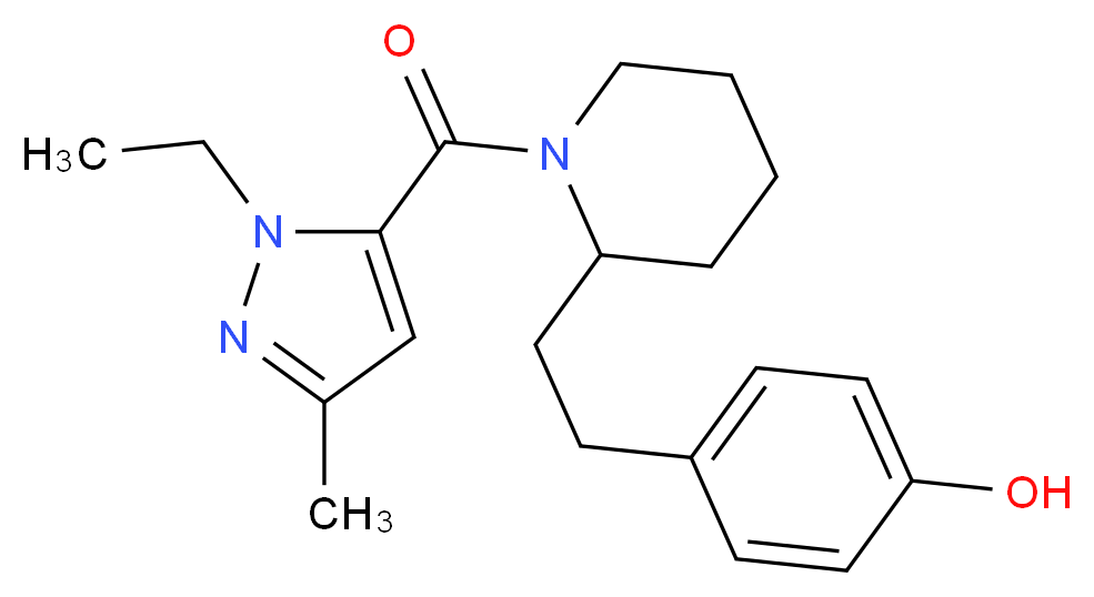 4-(2-{1-[(1-ethyl-3-methyl-1H-pyrazol-5-yl)carbonyl]-2-piperidinyl}ethyl)phenol_Molecular_structure_CAS_)