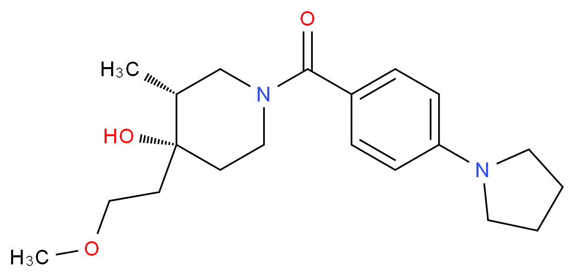 (3R*,4R*)-4-(2-methoxyethyl)-3-methyl-1-(4-pyrrolidin-1-ylbenzoyl)piperidin-4-ol_Molecular_structure_CAS_)
