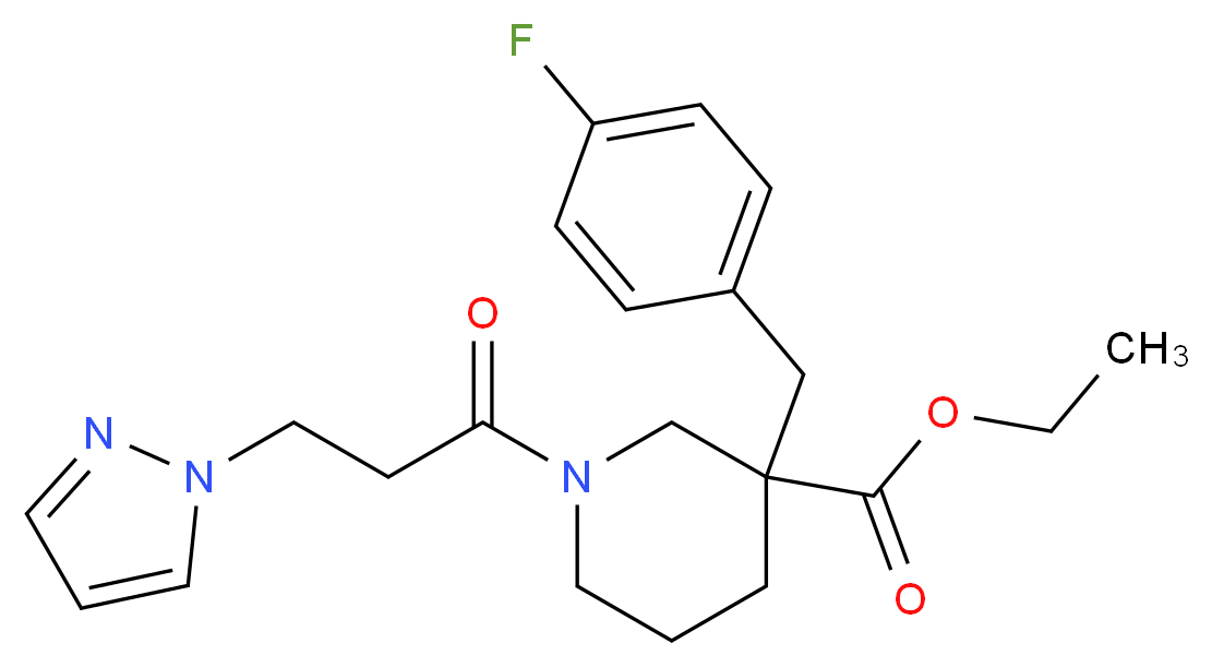 ethyl 3-(4-fluorobenzyl)-1-[3-(1H-pyrazol-1-yl)propanoyl]-3-piperidinecarboxylate_Molecular_structure_CAS_)