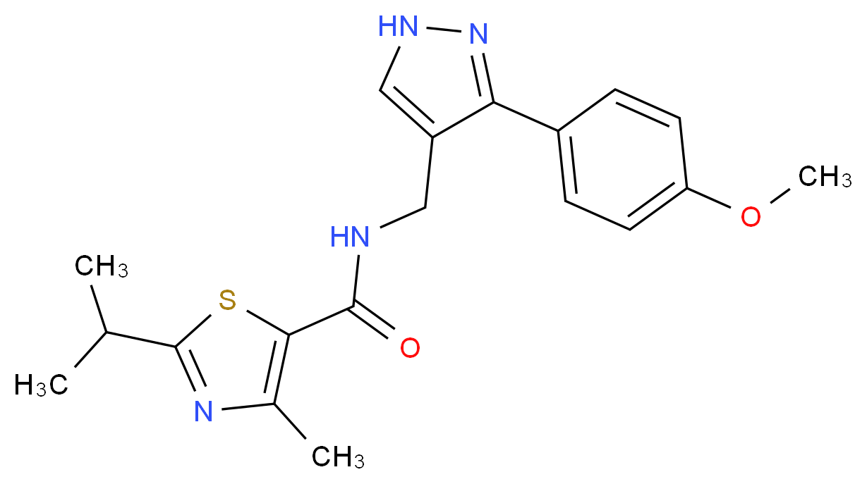 2-isopropyl-N-{[3-(4-methoxyphenyl)-1H-pyrazol-4-yl]methyl}-4-methyl-1,3-thiazole-5-carboxamide_Molecular_structure_CAS_)