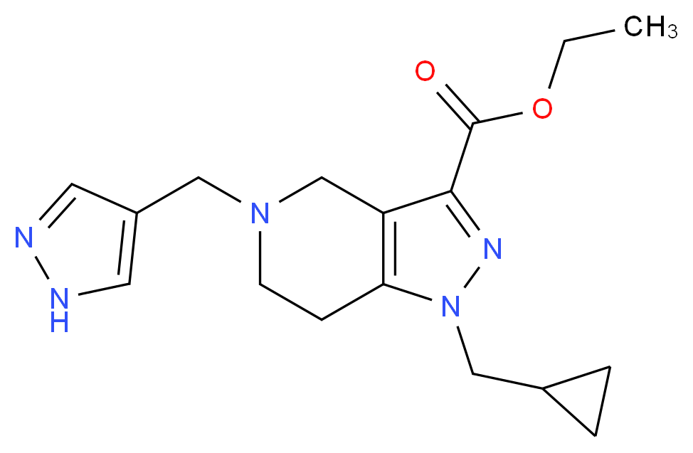ethyl 1-(cyclopropylmethyl)-5-(1H-pyrazol-4-ylmethyl)-4,5,6,7-tetrahydro-1H-pyrazolo[4,3-c]pyridine-3-carboxylate_Molecular_structure_CAS_)
