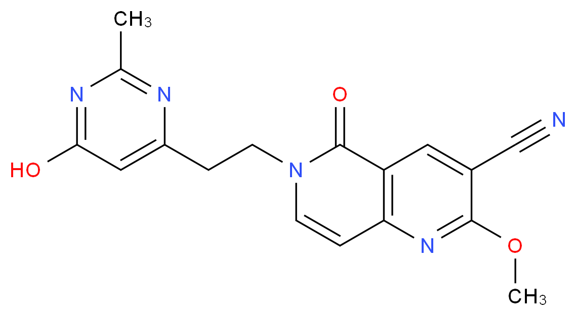6-[2-(6-hydroxy-2-methylpyrimidin-4-yl)ethyl]-2-methoxy-5-oxo-5,6-dihydro-1,6-naphthyridine-3-carbonitrile_Molecular_structure_CAS_)