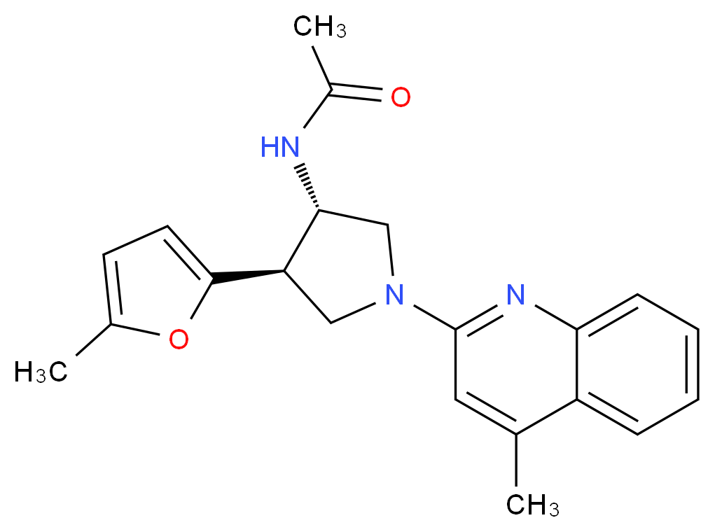 N-[(3S*,4R*)-4-(5-methyl-2-furyl)-1-(4-methyl-2-quinolinyl)-3-pyrrolidinyl]acetamide_Molecular_structure_CAS_)