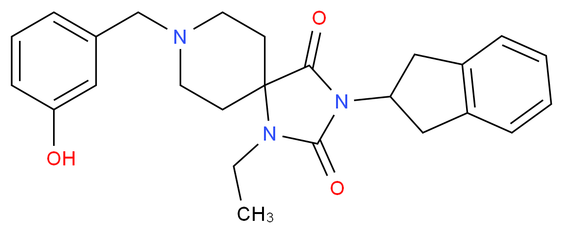3-(2,3-dihydro-1H-inden-2-yl)-1-ethyl-8-(3-hydroxybenzyl)-1,3,8-triazaspiro[4.5]decane-2,4-dione_Molecular_structure_CAS_)