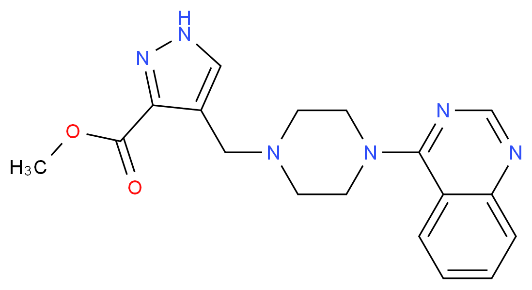 methyl 4-{[4-(4-quinazolinyl)-1-piperazinyl]methyl}-1H-pyrazole-3-carboxylate_Molecular_structure_CAS_)
