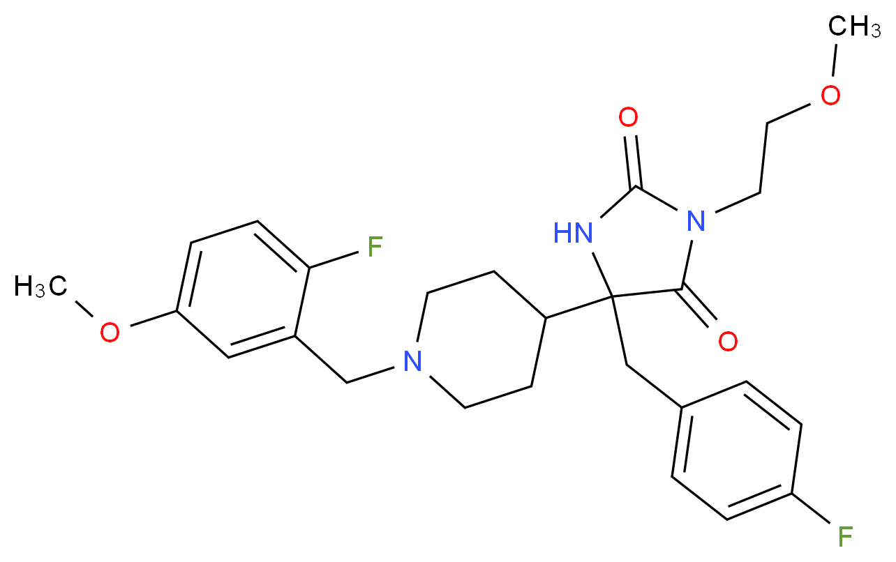 5-(4-fluorobenzyl)-5-[1-(2-fluoro-5-methoxybenzyl)-4-piperidinyl]-3-(2-methoxyethyl)-2,4-imidazolidinedione_Molecular_structure_CAS_)