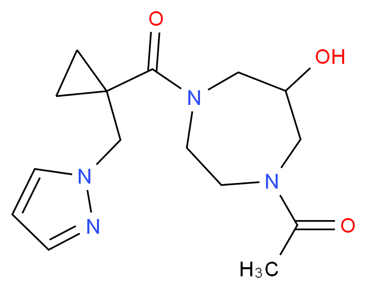 1-acetyl-4-{[1-(1H-pyrazol-1-ylmethyl)cyclopropyl]carbonyl}-1,4-diazepan-6-ol_Molecular_structure_CAS_)