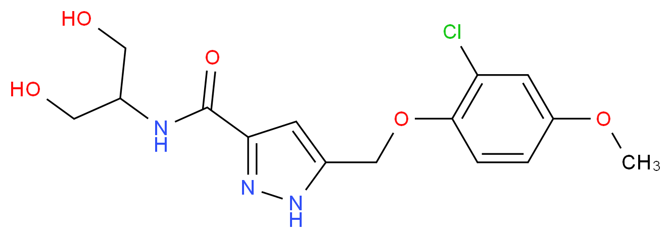 5-[(2-chloro-4-methoxyphenoxy)methyl]-N-[2-hydroxy-1-(hydroxymethyl)ethyl]-1H-pyrazole-3-carboxamide_Molecular_structure_CAS_)