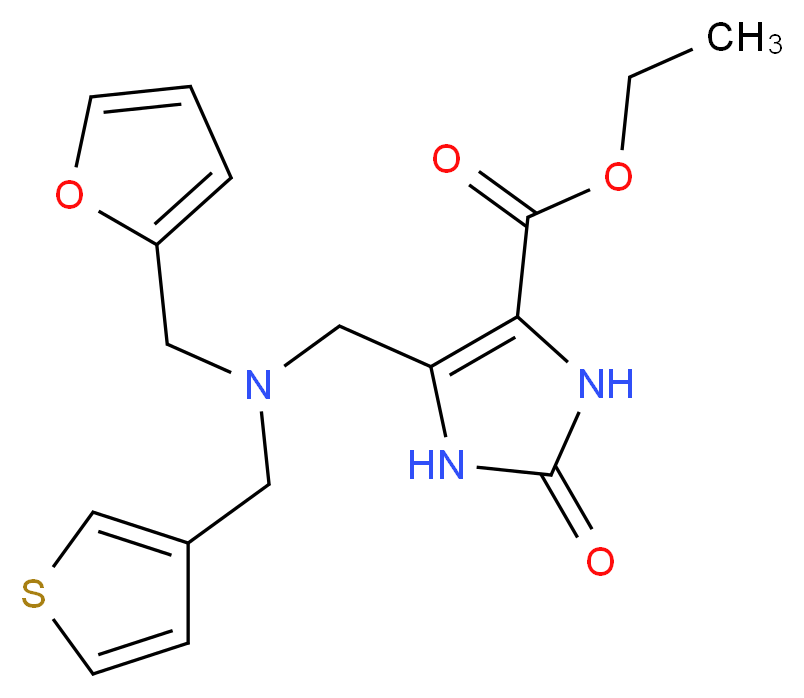 ethyl 5-{[(2-furylmethyl)(3-thienylmethyl)amino]methyl}-2-oxo-2,3-dihydro-1H-imidazole-4-carboxylate_Molecular_structure_CAS_)