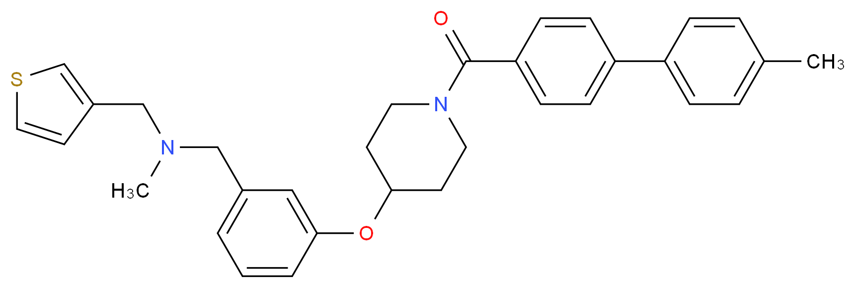 N-methyl-1-[3-({1-[(4'-methyl-4-biphenylyl)carbonyl]-4-piperidinyl}oxy)phenyl]-N-(3-thienylmethyl)methanamine_Molecular_structure_CAS_)