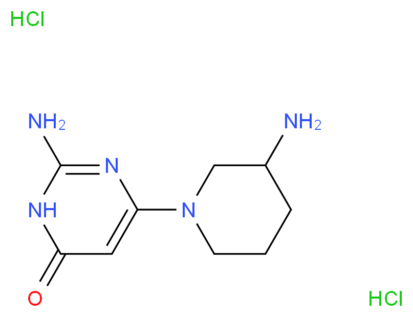 2-Amino-6-(3-aminopiperidin-1-yl)pyrimidin-4(3H)-one dihydrochloride_Molecular_structure_CAS_)