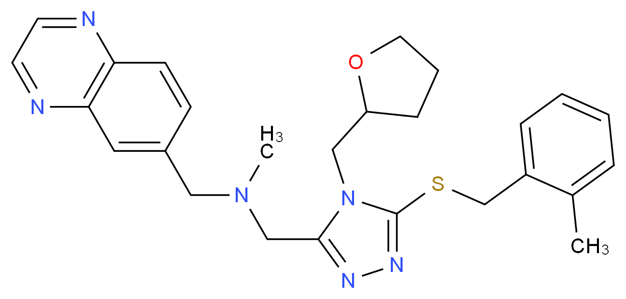 N-methyl-1-[5-[(2-methylbenzyl)thio]-4-(tetrahydro-2-furanylmethyl)-4H-1,2,4-triazol-3-yl]-N-(6-quinoxalinylmethyl)methanamine_Molecular_structure_CAS_)