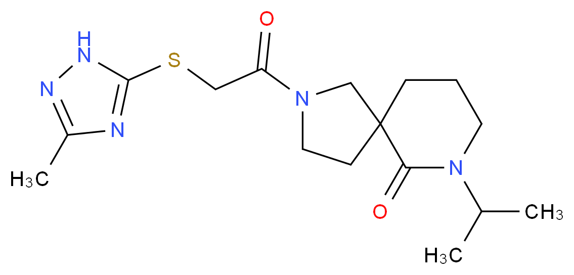 7-isopropyl-2-{[(3-methyl-1H-1,2,4-triazol-5-yl)thio]acetyl}-2,7-diazaspiro[4.5]decan-6-one_Molecular_structure_CAS_)
