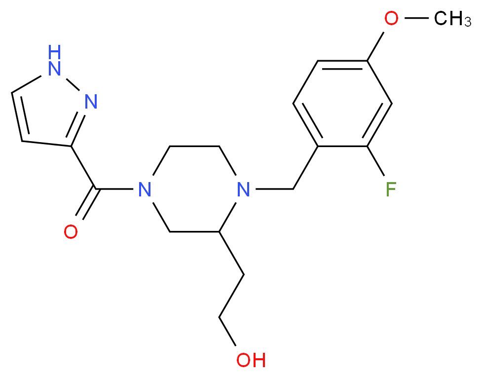 2-[1-(2-fluoro-4-methoxybenzyl)-4-(1H-pyrazol-3-ylcarbonyl)-2-piperazinyl]ethanol_Molecular_structure_CAS_)