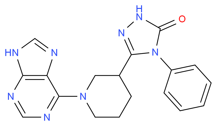 4-phenyl-5-[1-(9H-purin-6-yl)-3-piperidinyl]-2,4-dihydro-3H-1,2,4-triazol-3-one_Molecular_structure_CAS_)