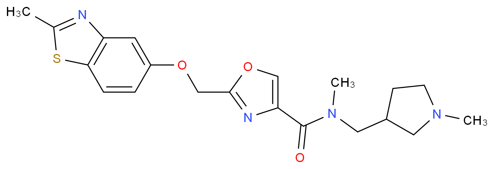 N-methyl-2-{[(2-methyl-1,3-benzothiazol-5-yl)oxy]methyl}-N-[(1-methylpyrrolidin-3-yl)methyl]-1,3-oxazole-4-carboxamide_Molecular_structure_CAS_)