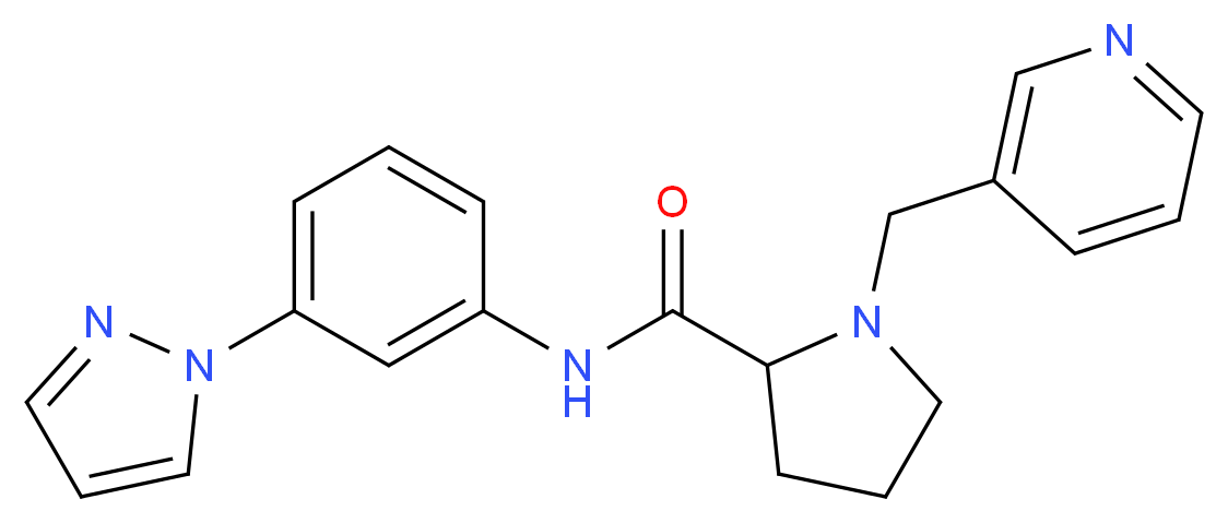 N-[3-(1H-pyrazol-1-yl)phenyl]-1-(3-pyridinylmethyl)prolinamide_Molecular_structure_CAS_)