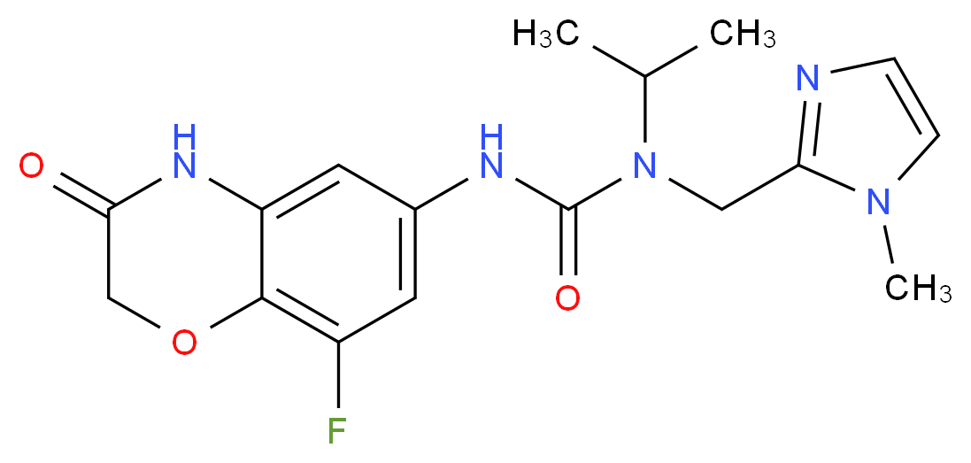 N'-(8-fluoro-3-oxo-3,4-dihydro-2H-1,4-benzoxazin-6-yl)-N-isopropyl-N-[(1-methyl-1H-imidazol-2-yl)methyl]urea_Molecular_structure_CAS_)