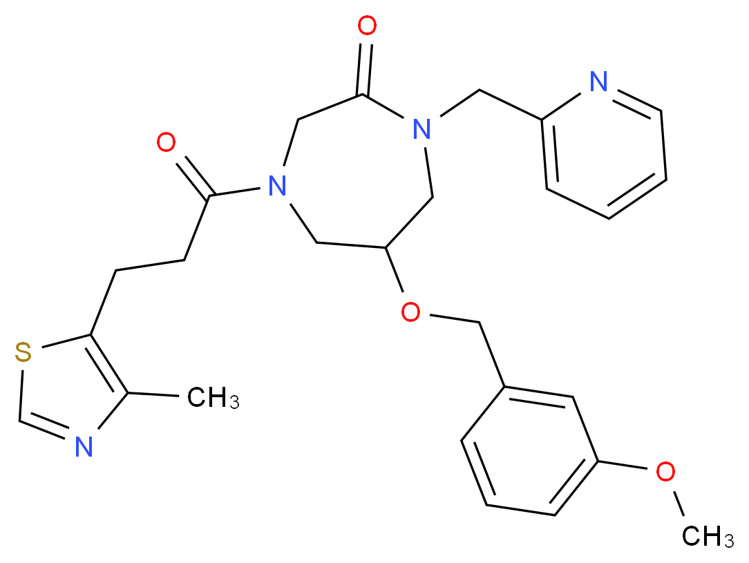 6-[(3-methoxybenzyl)oxy]-4-[3-(4-methyl-1,3-thiazol-5-yl)propanoyl]-1-(2-pyridinylmethyl)-1,4-diazepan-2-one_Molecular_structure_CAS_)