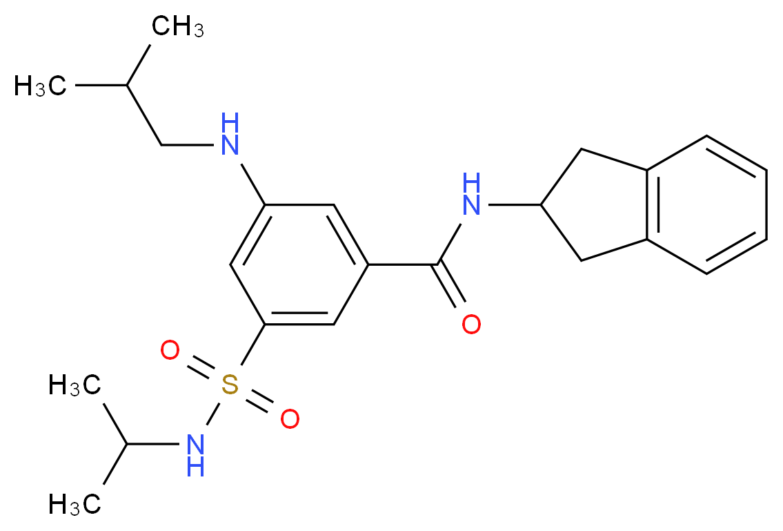 N-(2,3-dihydro-1H-inden-2-yl)-3-(isobutylamino)-5-[(isopropylamino)sulfonyl]benzamide_Molecular_structure_CAS_)