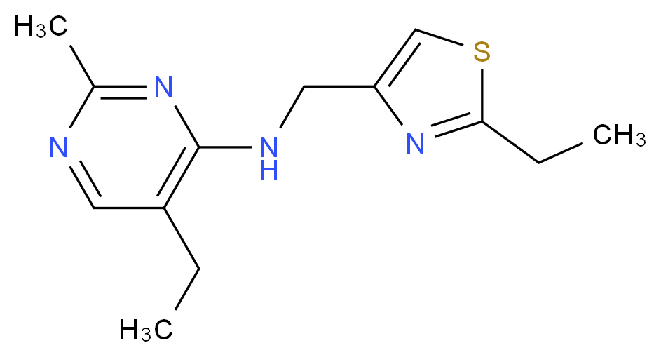 5-ethyl-N-[(2-ethyl-1,3-thiazol-4-yl)methyl]-2-methylpyrimidin-4-amine_Molecular_structure_CAS_)