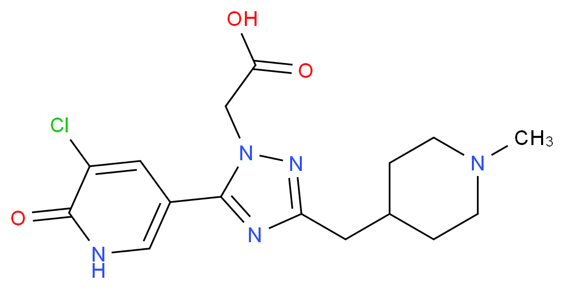 {5-(5-chloro-6-oxo-1,6-dihydropyridin-3-yl)-3-[(1-methylpiperidin-4-yl)methyl]-1H-1,2,4-triazol-1-yl}acetic acid_Molecular_structure_CAS_)
